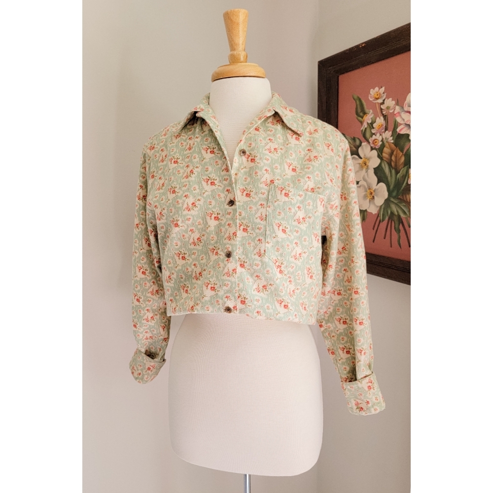 80s Ralph Lauren Floral 1980s Vintage Cotton Flannel Long Sleeve Button Down Top - Picture 4 of 14